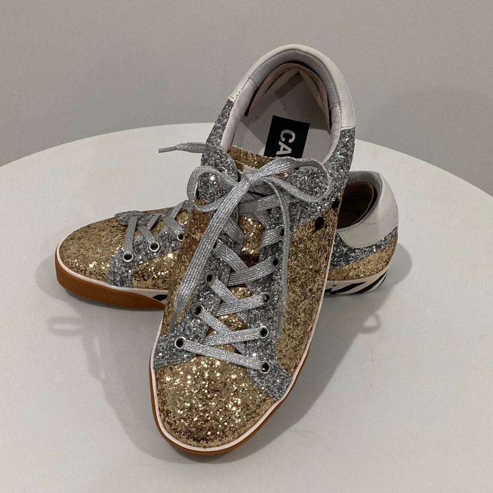CANGMA Sneakers Italian Luxury Brand Gold Silver Glitter Women Euro 41 US 10